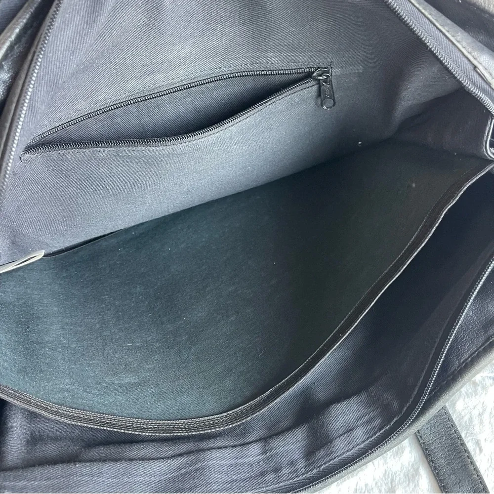 Heritage Expandable Portfolio Computer Black Cowhide Leather Bag #12215B